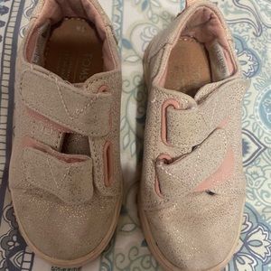 Cream/gold sparkle toms flats